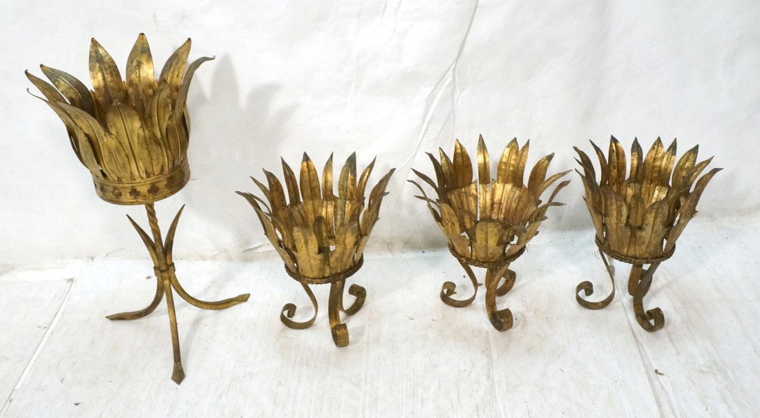 Set 4 Brass Brutalist Leaf Crown design Planters. (1 of 10)