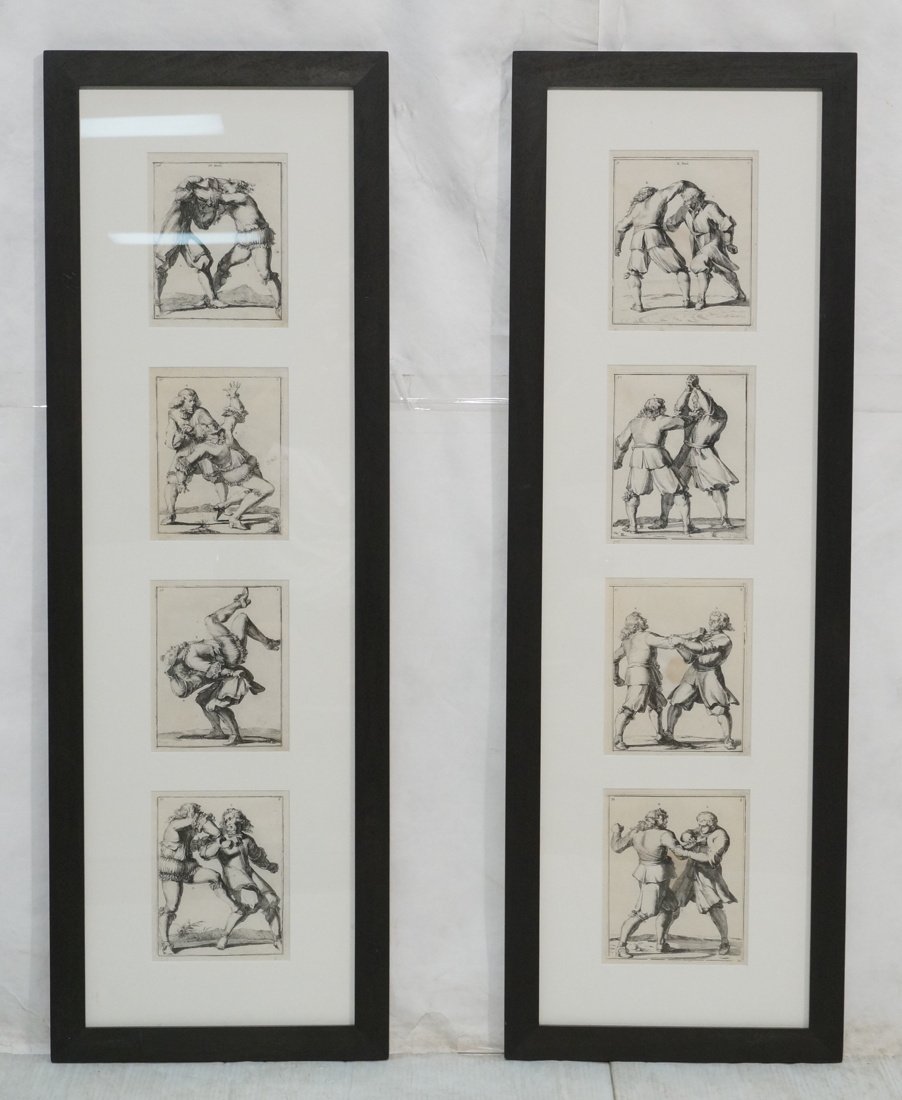 Pr Framed Sets of 4 Antique Engravings. Two Men F (1 of 9)