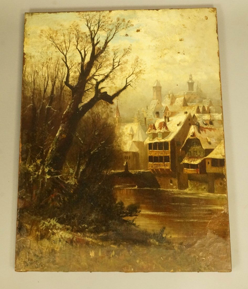 Ph.W???? Antique Oil Painting. European Scene wit (1 of 6)