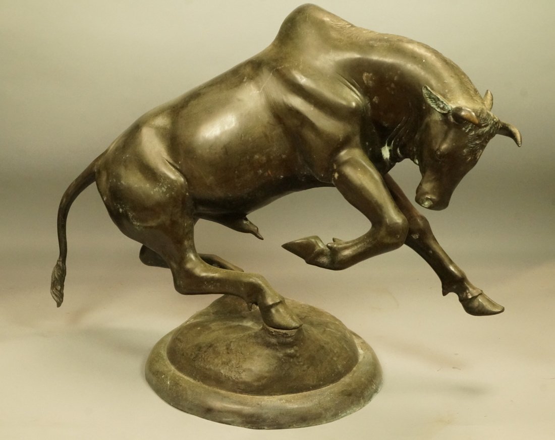 Large Bronze Bull Sculpture. Rearing Bull. After (1 of 10)