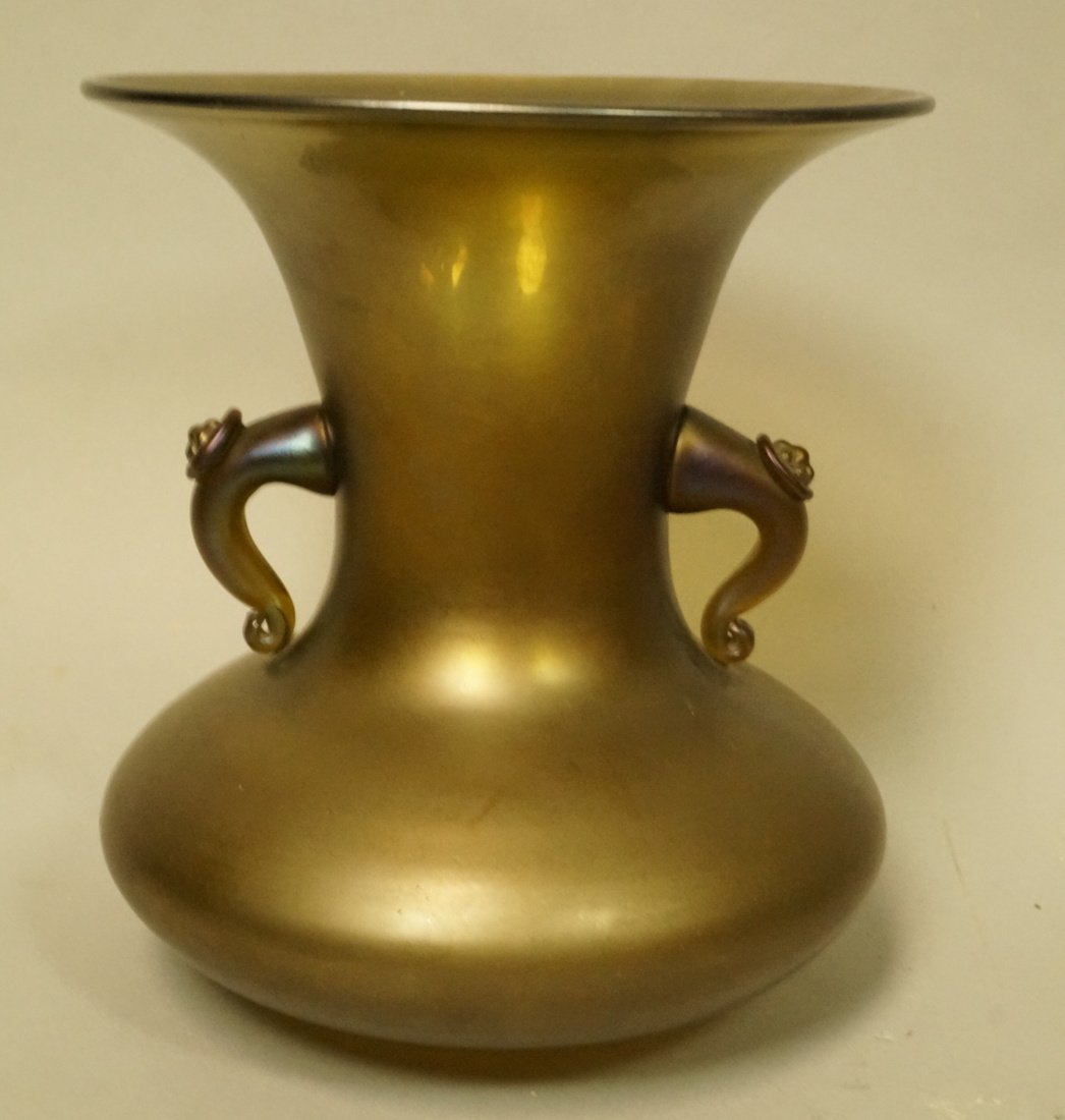 STEUBEN style Handled  Aurene Art Glass Vase. App (1 of 5)