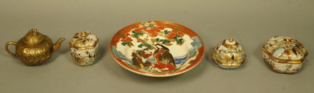 5 pc Asian Lot. 3pcs Kutani lidded boxes. Decorat (1 of 7)