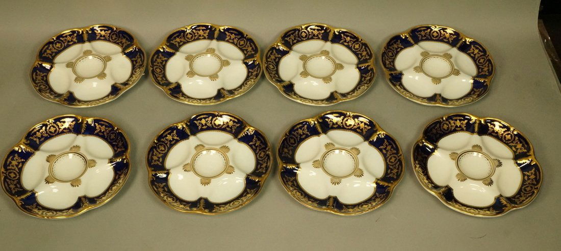Set 8 Cobalt & Gold Trimmed LIMOGES Oyster Plates (1 of 3)