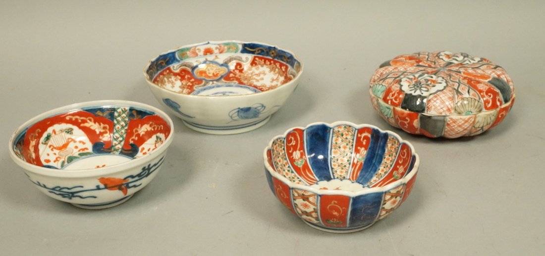 4pc Asian Porcelain Lot. Imari style decoration. (1 of 10)