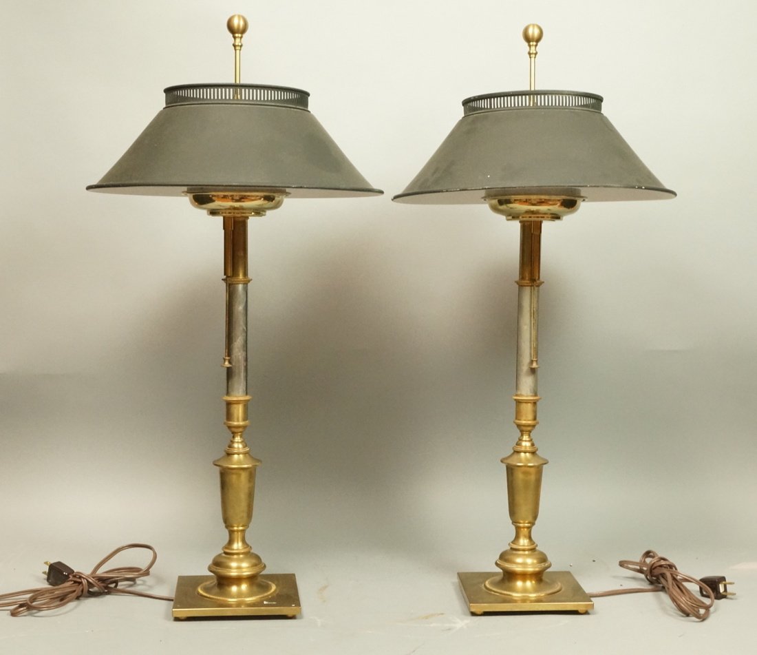 Pr Brass & Silver Metal Table Lamps. Black Metal (1 of 10)