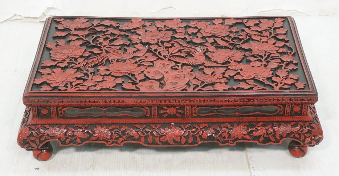 Carved Wood Asian Altar Low Table Stand. Black wi (1 of 10)