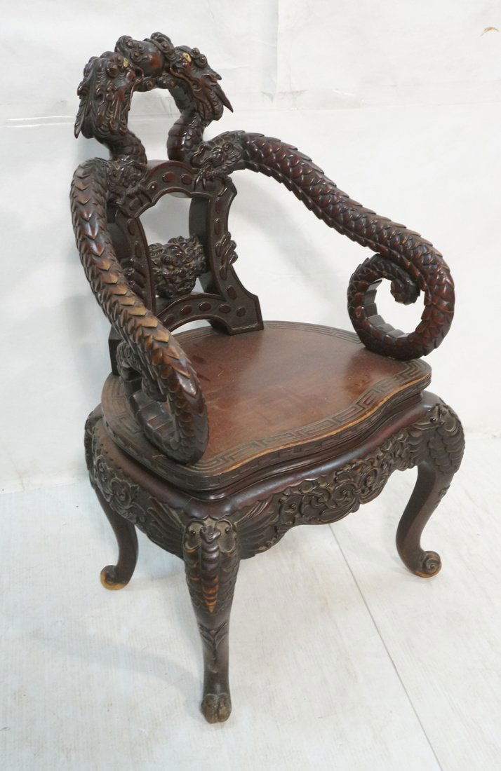 Carved Dragon Vintage Asian Chair. Detailed Cravi (1 of 10)