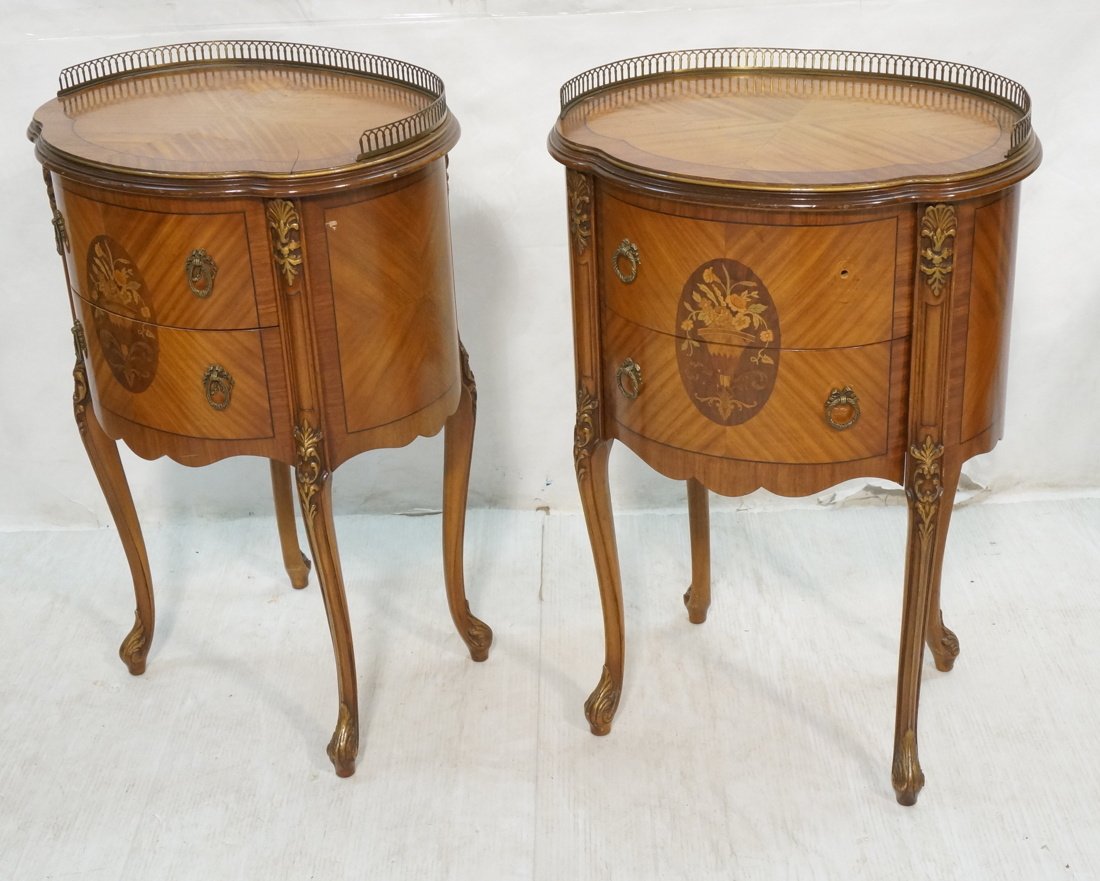 Pr French Two Drawer Night Stands. Brass Gallery (1 of 10)