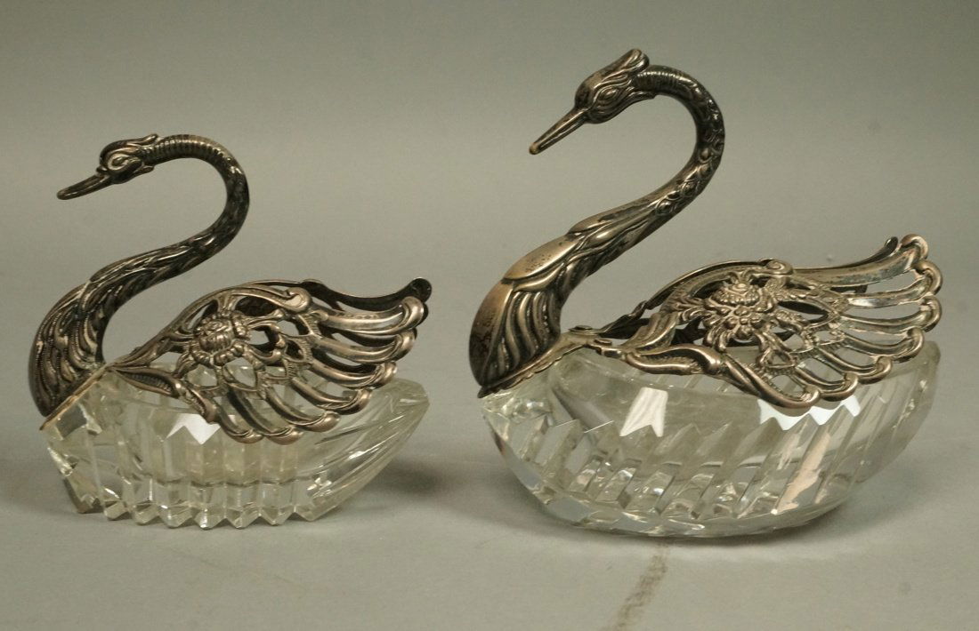 Two Sterling Silver & Crystal Swan Tableware. Mas (1 of 7)