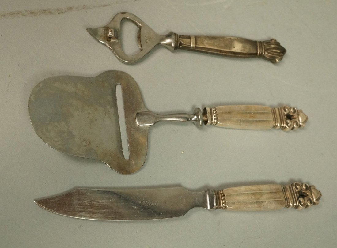 3pc GEORG JENSEN Denmark  Serving Pieces. Bottle (1 of 4)