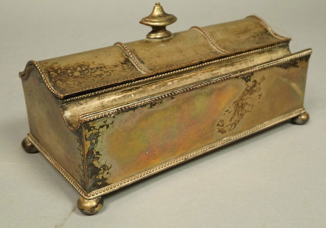 Antique Silver Plate Sheffield Double Inkwell. Tw (1 of 9)