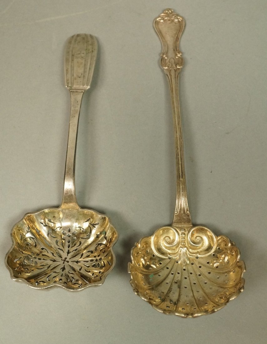 2pc Continental Silver Serving Spoons. Both pierc (1 of 5)