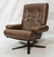 MOBEL Sweden Brown Leather Modernist Lounge Chair