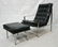 Black vinyl Lounge Chair & Ottoman. Chrome Frame.