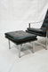 Black vinyl Lounge Chair & Ottoman. Chrome Frame. - 2