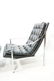 Black vinyl Lounge Chair & Ottoman. Chrome Frame. - 7