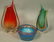 3pc Art Glass Modernist Lot. Two Vases & 1 Bowl.