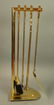 Modernist Brass Fireplace Tool Set. 4 tools have