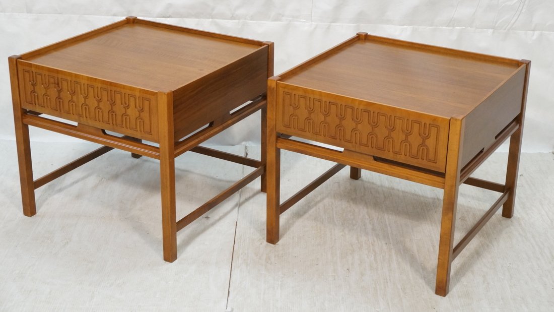 Pr EDMUND SPENCE One Drawer Night Stands. Relief (1 of 9)