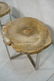Large Pr Petrified Wood Side Tables. Chrome frame - 4