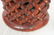 Red Painted Wood Stool. Lattice design. Tribal fo - 3