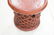 Red Painted Wood Stool. Lattice design. Tribal fo - 4