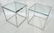 Pr Glass top Chrome Cube Side Tables. Square chro
