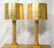 Pr JAMES MONT Style Twisted Wood Column Lamps. Br