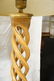 Pr JAMES MONT Style Twisted Wood Column Lamps. Br - 8