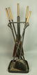Heavy Modernist Brass & Iron Fireplace Tools. Fou