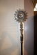 Pr Metal Sun Face Wall Sconces. Black painted spi - 2