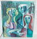 Signed GEORGE CONRAD Cubist Oil Painting. Triple