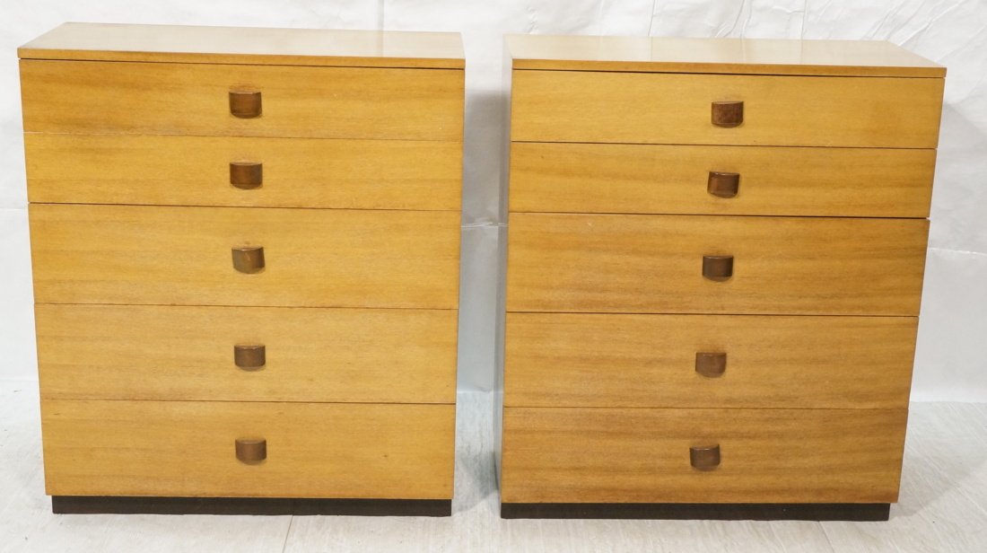 Pr GILBERT ROHDE 5 Drawer Dresser Chest. Contrast: Pr GILBERT ROHDE 5 Drawer Dresser Chest. Contrasting dark wood pulls and skirt. -- Dimensions: H: 42.25 inches: W: 36 inches: D: 18 inches ---