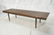 Slat Bench Coffee Table. Dark stained wood. Taper - 2