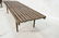 Slat Bench Coffee Table. Dark stained wood. Taper - 3
