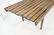 Slat Bench Coffee Table. Dark stained wood. Taper - 4