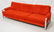Red Plush Chrome MILO BAUGHMAN Sofa Couch. Milo B