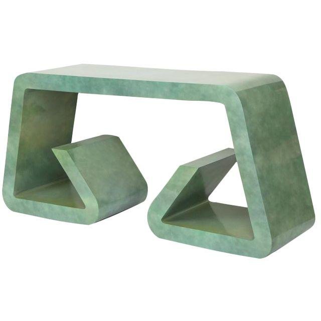 KARL SPRINGER style Green Lacquered Hall Console (1 of 5)