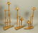 Set 3 Brutalist Iron Gold finish Sculptural Candl