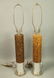 Pr Tall Cylindrical Cork Aluminum Modern Lamps.