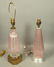 2pcs Pale Pink Murano Art Glass Table Lamps. Both