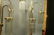 Pr Brass Modernist Lamps with Glass Tube Prisms F - 7