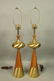 Pr American Modern Walnut & Brass Table Lamps TONY PAUL - 2