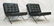 Pair Italian Chrome Barcelona Style Chairs. Blac