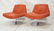 Pr Red Ultra suede Swivel Lounge Chairs. Chrome P
