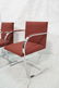 Pr BRNO Chrome Frame Arm Lounge Chairs. Burgundy - 2