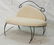 Decorator Black Iron Bench Love Seat. Oatmeal fab