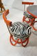 Red Painted Rattan Table & Four Low Chairs. Black - 2