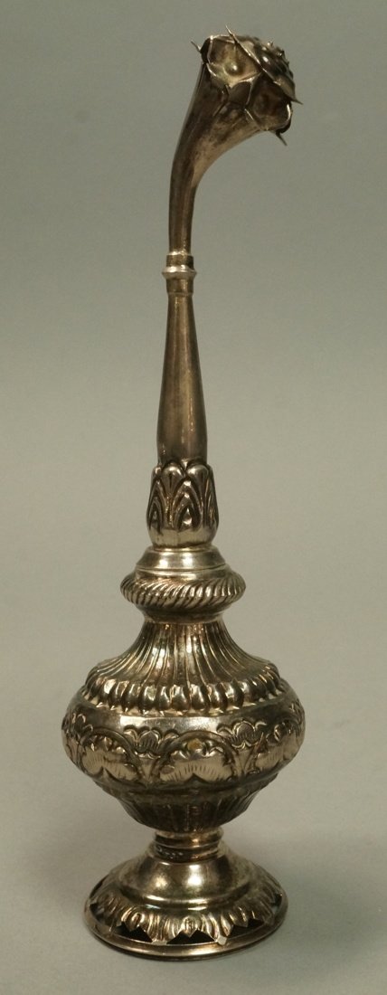 Long necked silver Scent bottle. Heavily tooled f (1 of 6)