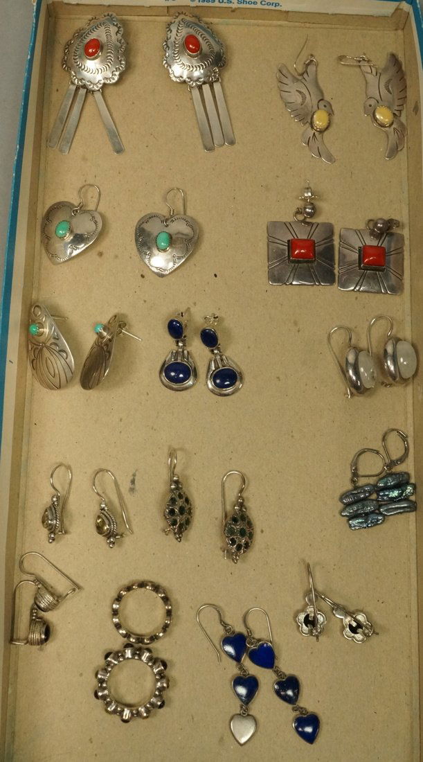 Sterling Silver Earring Lot. 13 Pr earrings with (1 of 4)